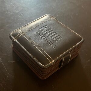 Brown Leather coaster set